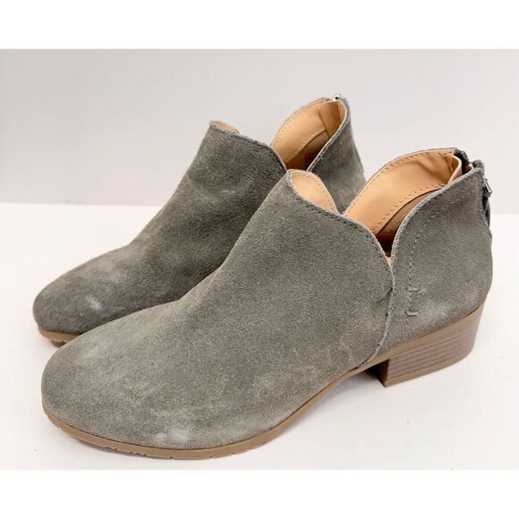 Kenneth Cole Reaction Boots Size 6US Gray Leather Suede Block Heel NEW - Picture 3 of 11